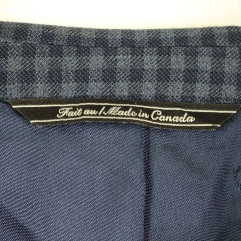 David Donahue‎ Virgin Wool Connor Sport Coat Check Blue Size 40R